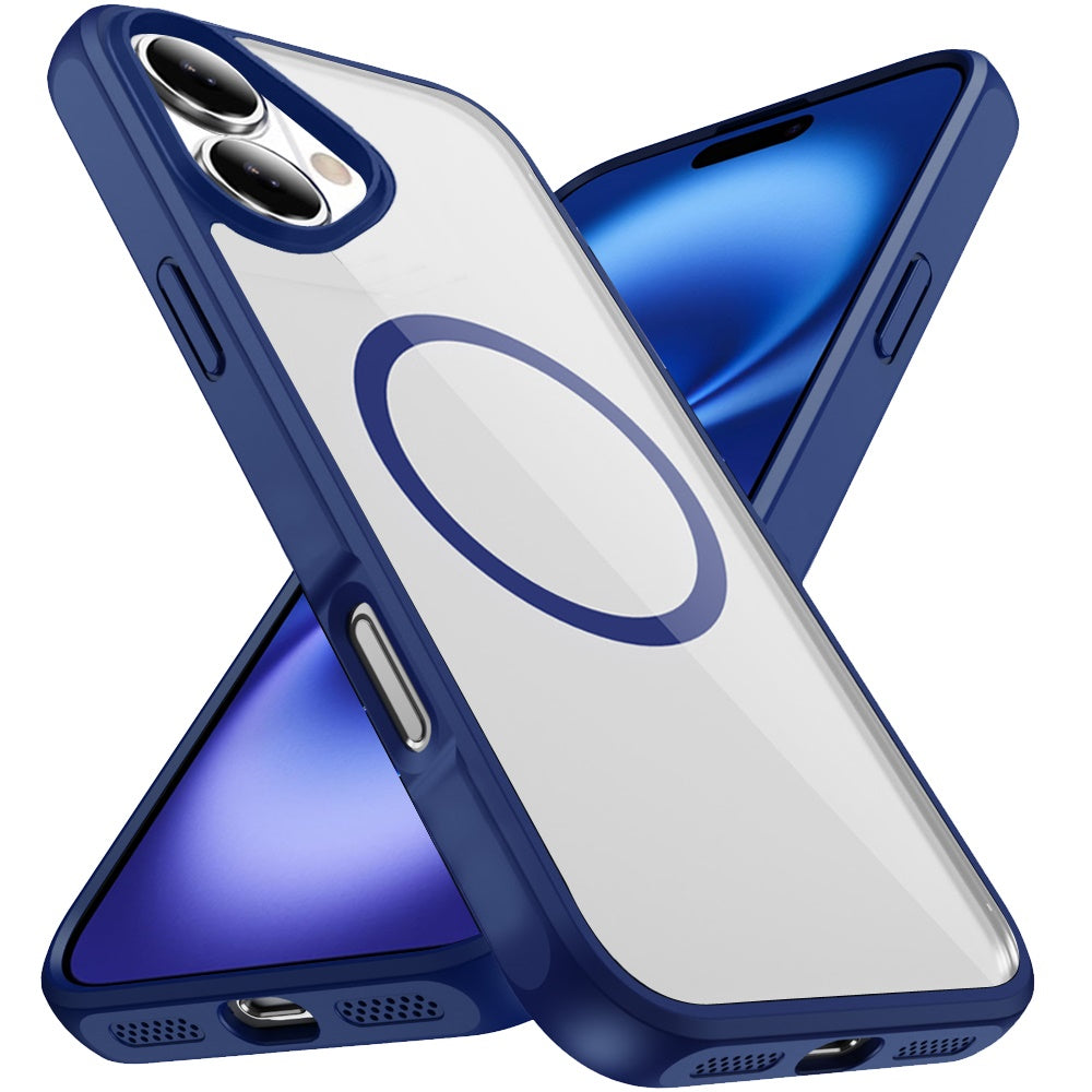 For Apple iPhone 17 Magnetic Circle HQ Transparent Clear TPU Thick 2.0mm Frame Hybrid Shockproof Protector Case Cover