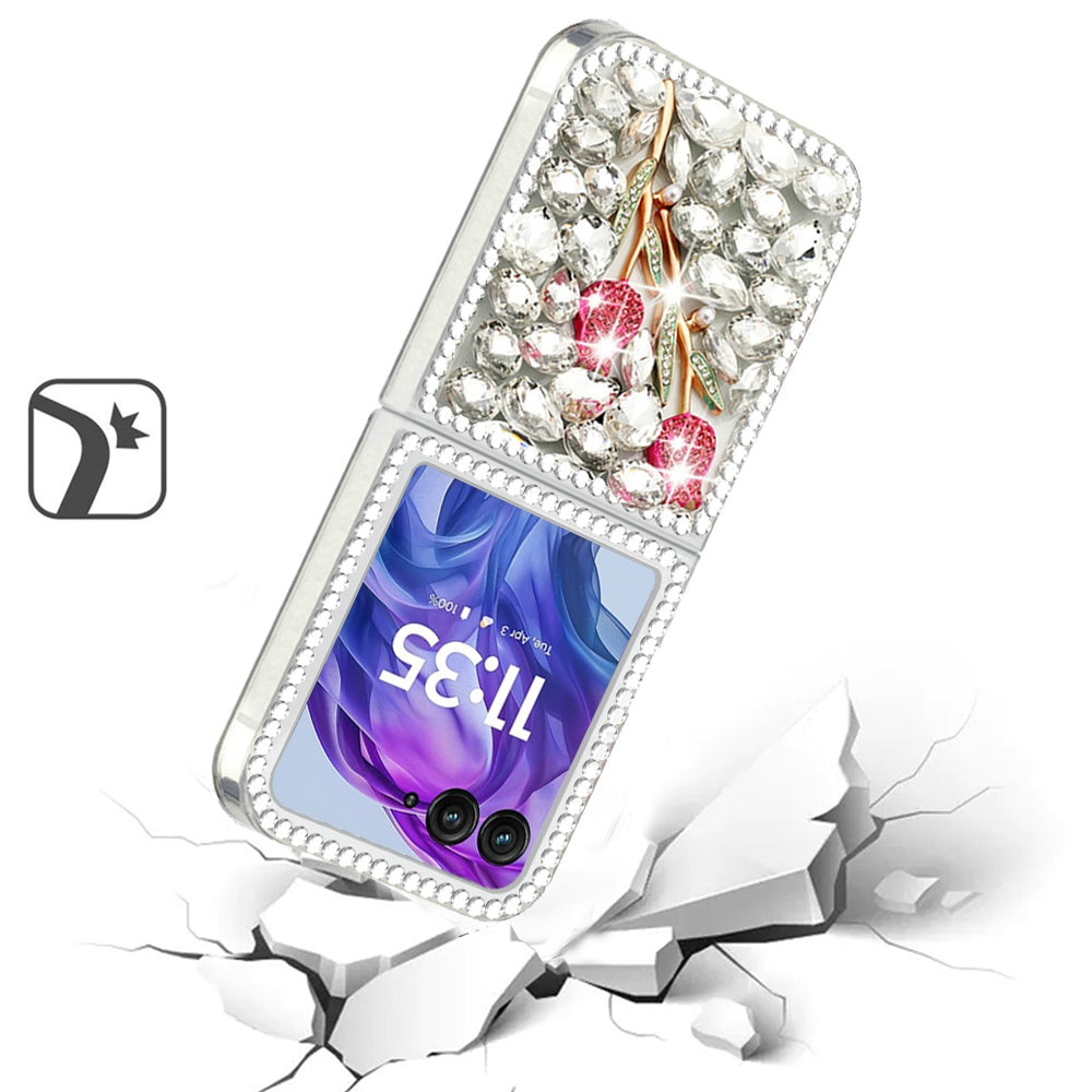 For Motorola Razr+ PLUS 2025 /2024 Bling Crystal 3D Full Diamonds Luxury Sparkle Rhinestone Hybrid Case Cover Crystal Exquisite Garden Flower