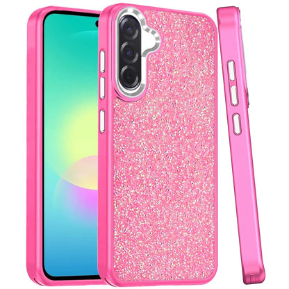 Phone Case for Samsung Galaxy A27 Crystal Glass Bling Diamond Metallic Edge Shockproof Durable Protective Clear Hybrid Stylish Premium Design Cover
