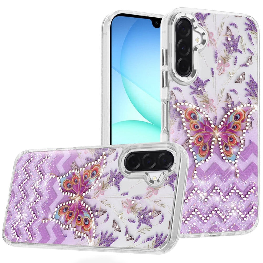 Butterfly Resin Epoxy Diamond Bling Metal Edge Shockproof Hybrid Luxury Protective Durable Stylish Fashion Grip