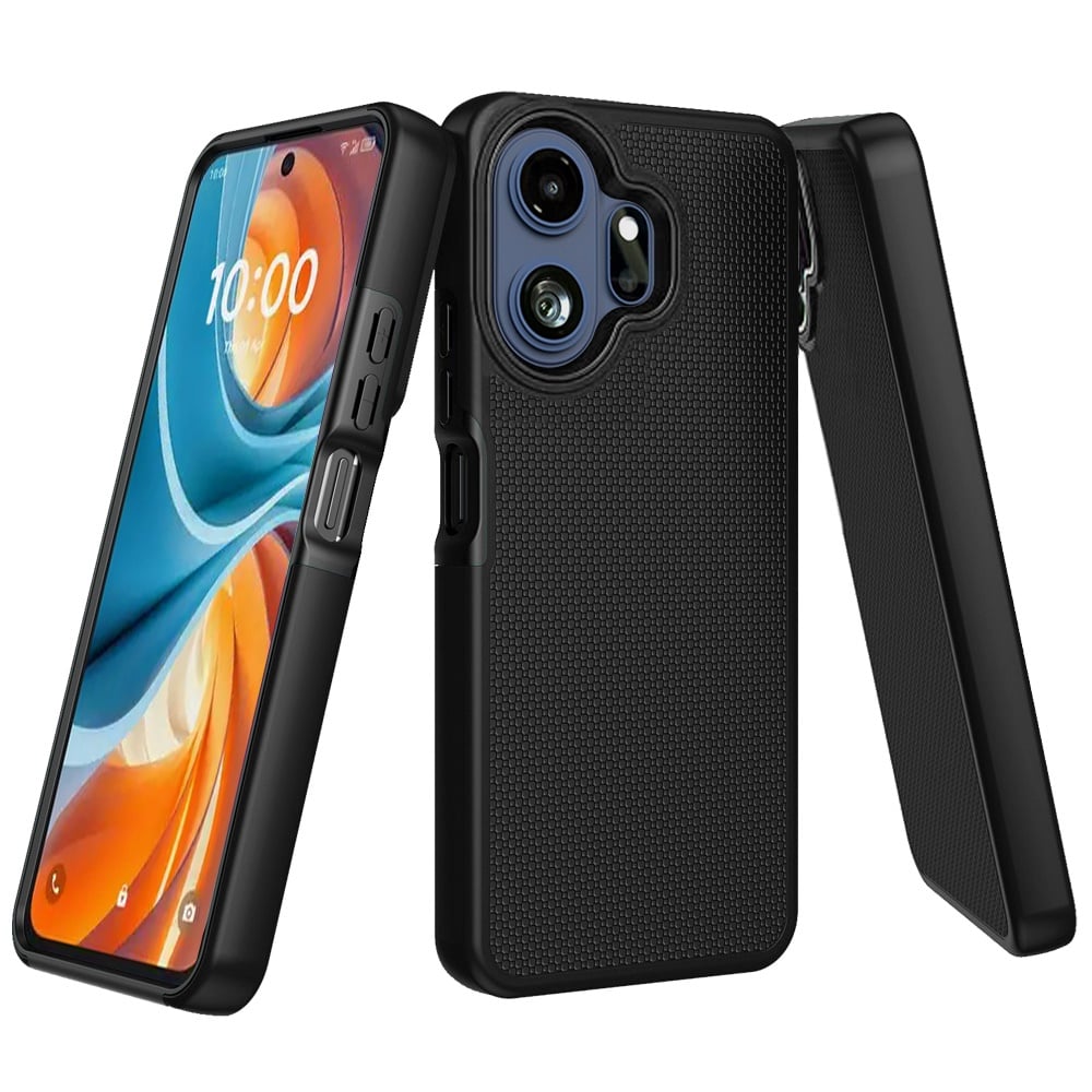 Phone Case for TCL 70 Pro Textured Dotted Hybrid Dual Layers Rugged TPU Shock Absorbing Reinforced Bumper Non Slip Grip Cover