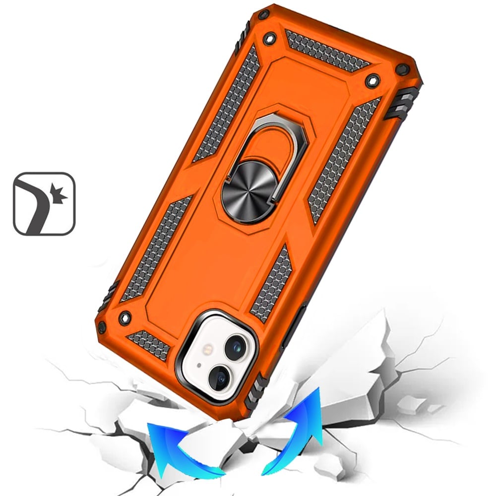 For Apple iPhone 11 Hybrid Shockproof Durable 360 Degree Rotatable Ring Stand Holder Kickstand Fit Magnetic Car Mount Case Cover Cosmic Orange