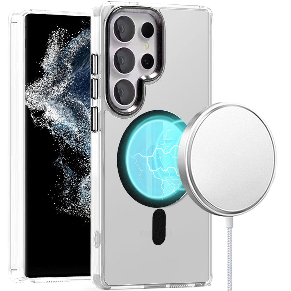 Clear Transparent Magnetic Circle Slim Shockproof Durable TPU Hard PC Grip Hybrid Design