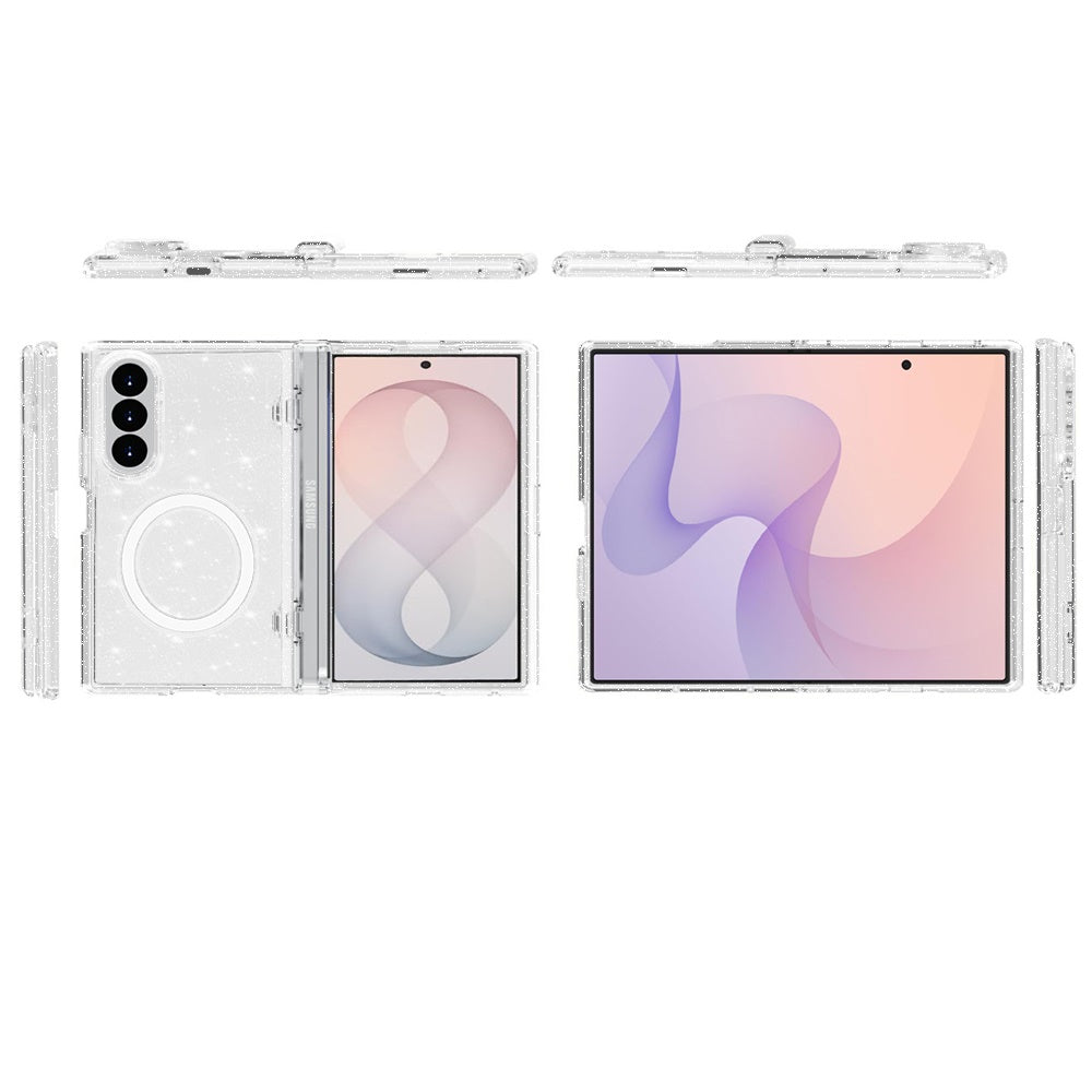 Transparent Glitter Finish Magnetic Circle Thick 3mm Hybrid Design Decorative Bling Sparkle Layered Protective Style
