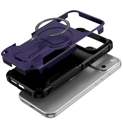Phone Case for Apple iPhone 17 Pro (6.3") Magnetic Kickstand Rugged Shockproof Armor Grip Anti Slip Heavy Duty Protective Matte Stand Hybrid Cover Purple