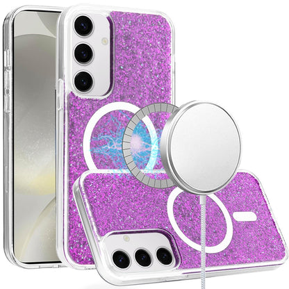 Hybrid Epoxy Glitter Shiny Flower Design Stylish Fashion Case, Magnetic MagSafe Compatible, Shockproof