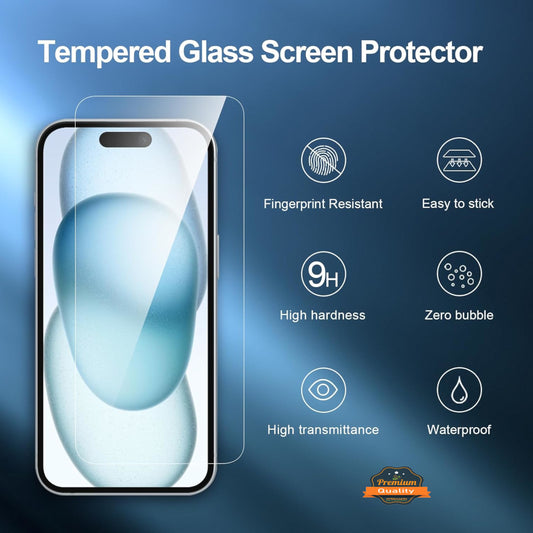 For Apple iPhone 13 HD Clear Tempered Glass Screen Protector Scratch-Resistant Film Protector Clear