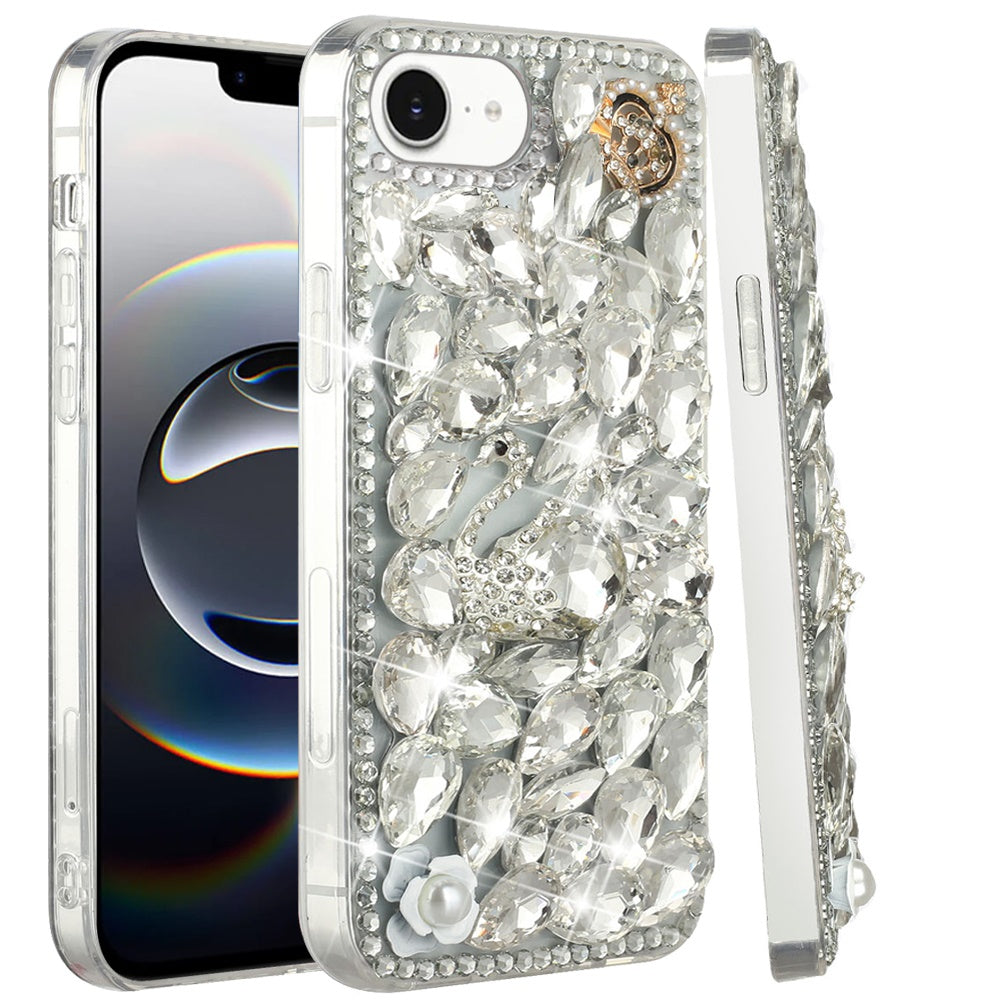 For Apple iPhone 16e (E edition) Bling Crystal 3D Full Diamonds Luxury Sparkle Rhinestone Hybrid Protective Case Cover