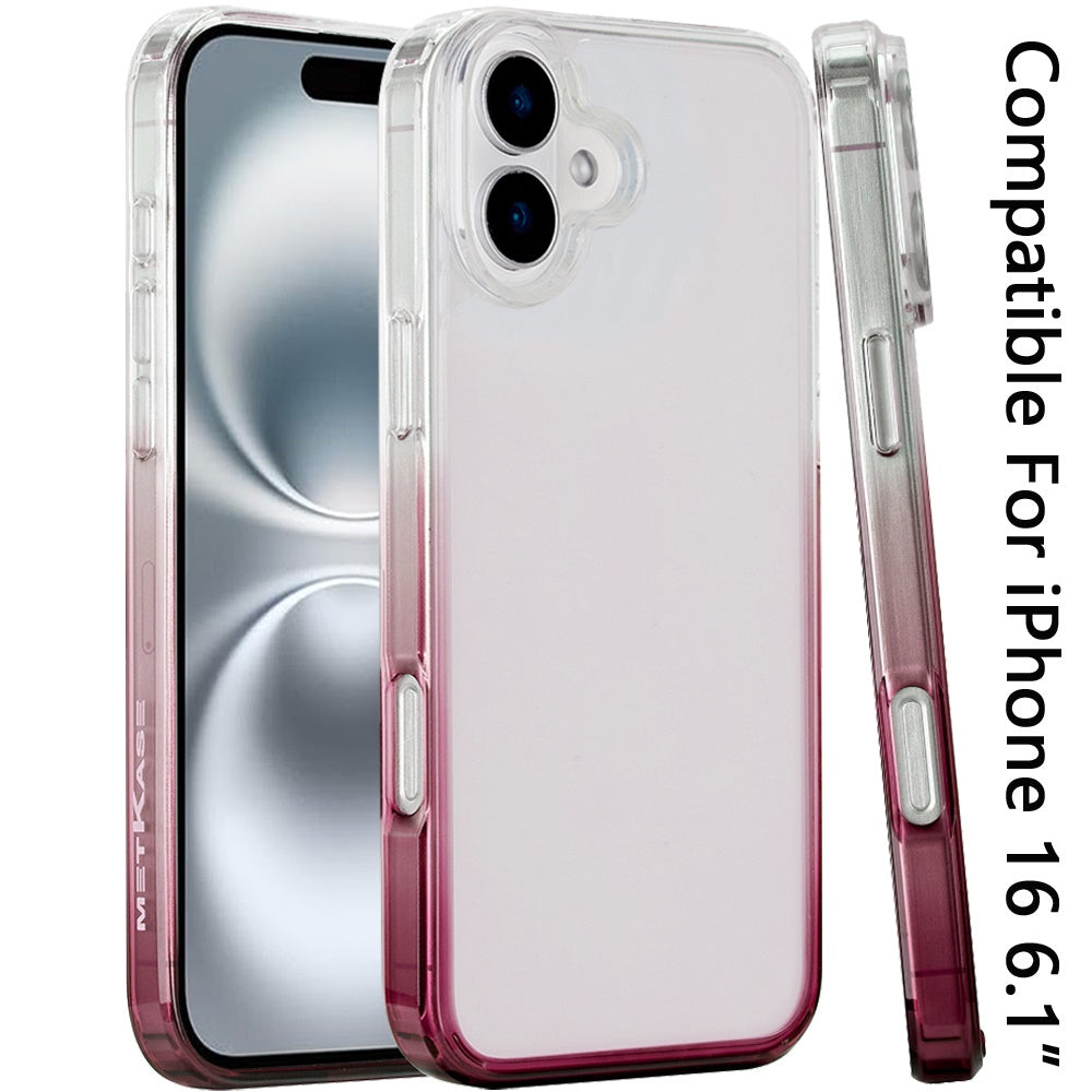 For iPhone 16 (6.1") Transparent Two Tone Gradiant Magnetic Space [Compatible with Magsafe] Hybrid Shockproof Protective Case Cover Two Tone Blue