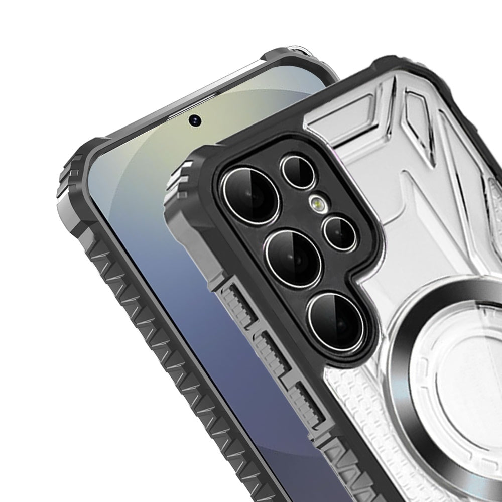 Phone Case for Samsung Galaxy S26 Ultra Clear Rugged Hybrid TPU Magnetic Back Reinforced Frame Bumper Shock Absorbing Slim Fit Cover Black