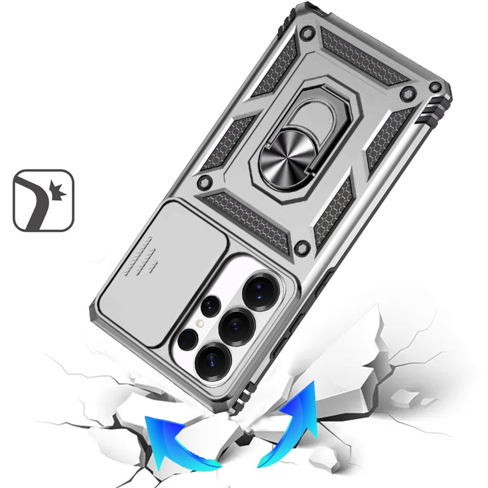 For Samsung Galaxy S26 Ultra Hybrid Ring Shockproof with 360° Rotate Ring Kickstand, Camera Lens Protection, Soft Edge Bumper Case Cover