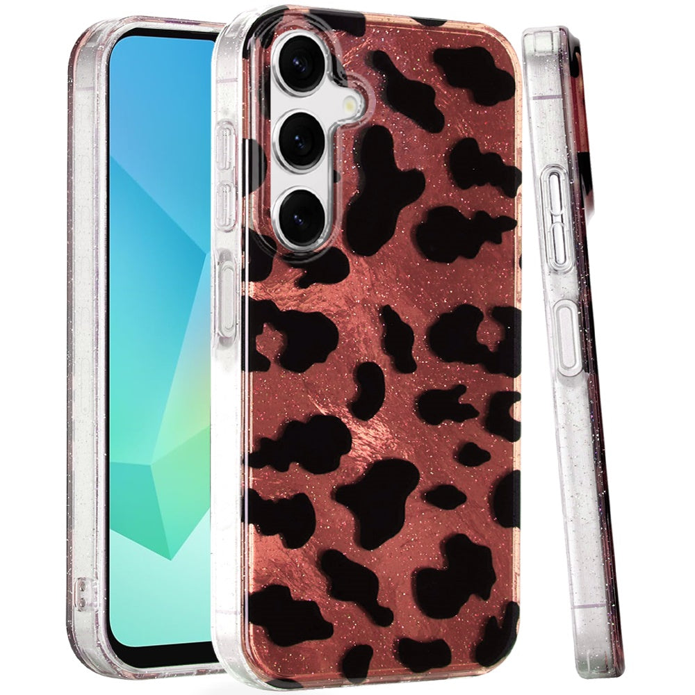 For Samsung Galaxy S25 /S24 Glitter Leopard, Fashion Design Animal Skin Print Slim IMD TPU Dual Layer Shockproof Protective Case Cover