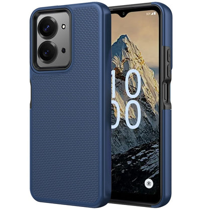 Phone Case for Boost Celero 5G Velocity Textured Dotted Hybrid Dual Layers Rugged TPU Shock Absorbing Reinforced Bumper Non Slip Grip Cover