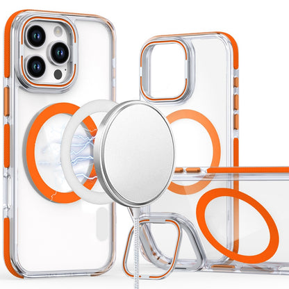 For Apple iPhone 16 Pro (6.3") Hybrid Clear Invisible Camera Bracket Stand [With Magsafe Magnetic Circle] Shockproof Color Frame Case Cover
