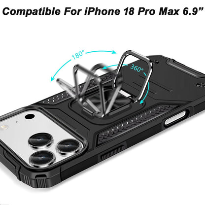 Phone Case for Apple iPhone 18 Pro Max Magnetic Car Mount Hybrid Ring Stand Shockproof Rugged Grip Armor Heavy Duty Protective TPU Durable Cover