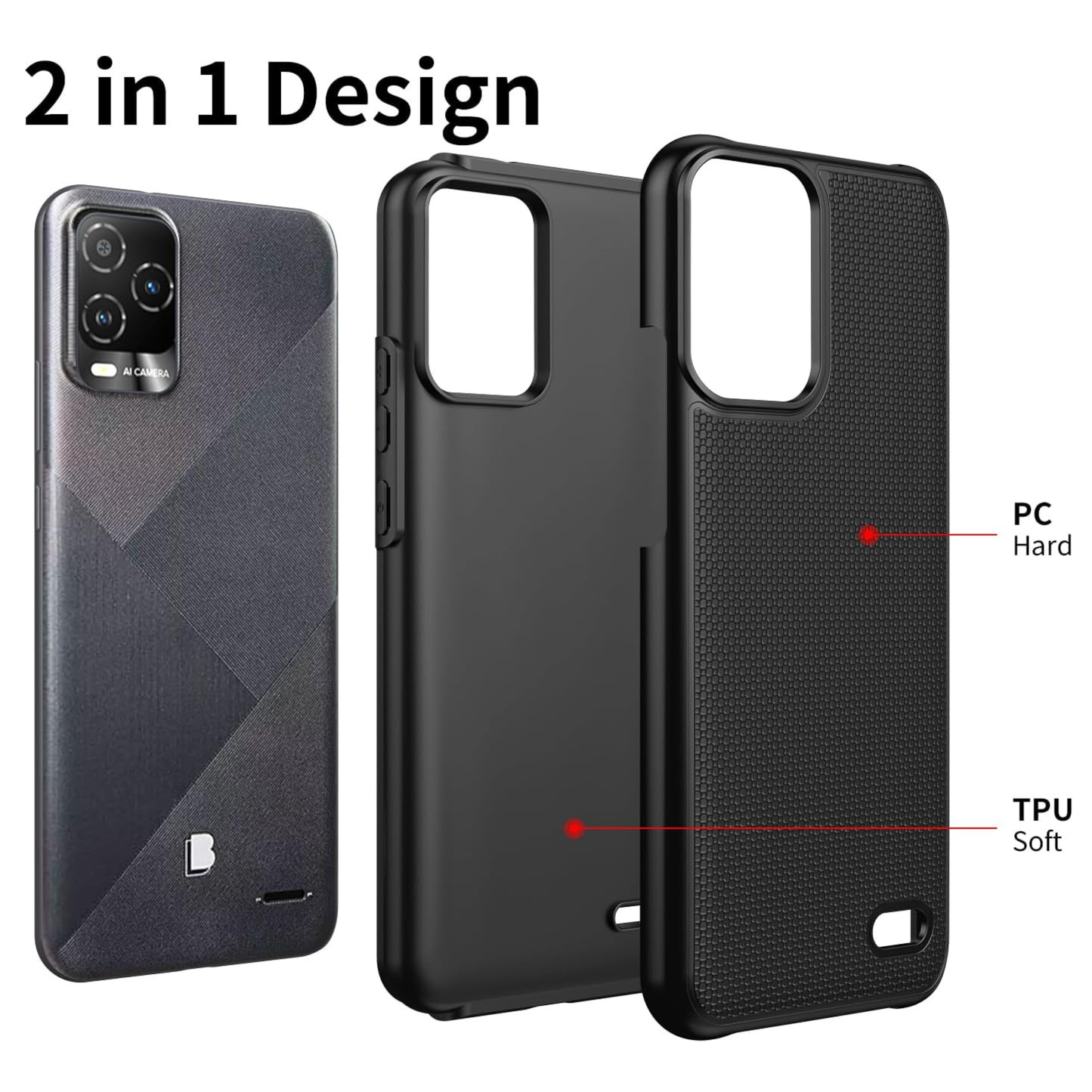 for TCL NXTPAPER 70 Pro TCL 70 Pro Dual Layer Slim & Tough Hybrid Shockproof Heavy Duty Rubber TPU Matte with Textured Rugged Shell Protection Cover