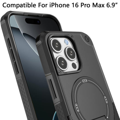 For iPhone 16 Pro Max (6.9") Magnetic Invisible Kickstand Holder with Magsafe, Slim Fit Shockproof Hybrid Military Grade Heavy Duty Protector