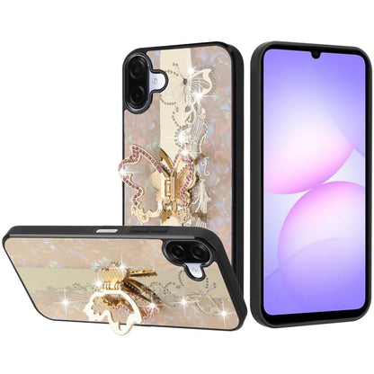 Phone Case Cover for Samsung Galaxy A07 4G Diamonds 3D Fashion Bling Sparkly Glitter Ornaments Engraving Hybrid with Ring Stand Cover