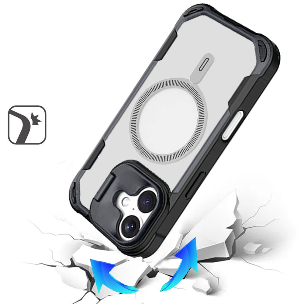 For Apple iPhone 15 Magnetic Circle Hybrid with Camera Stand, Compatible with MagSafe, Shockproof Protective Case Cover