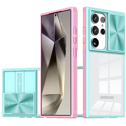 For Samsung Galaxy S25 EDGE Hybrid Cases with Sliding Camera Cover Transparent Shockproof Bumper TPU Protective Case Cover