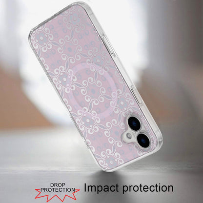 For Apple iPhone 17 Pro Stylish Pattern Fashion IMD Printed Design TPU Double Layer Slim Shockproof with Magnetic Back Case Cover Flowers Purple Gradient