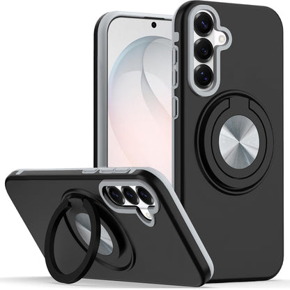 Phone Case for Samsung Galaxy S26 FE /Fan Edition Shockproof Magnetic Ring Stand Rotating CarMount Hybrid Metal Matte Finish AntiSlip Grip Kickstand Cover