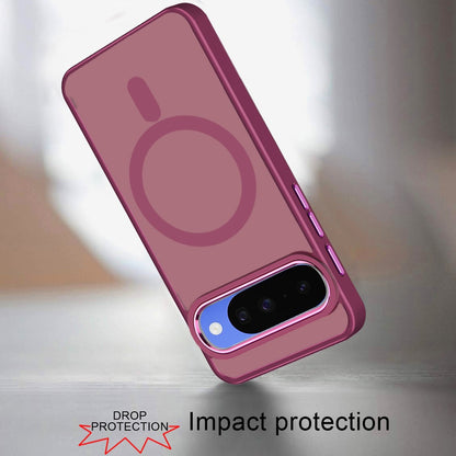 Phone Case for Google Pixel 11 / 11 Pro Clear Acrylic Magnetic Circle Shockproof Hybrid Metal Button TPU Drop Protection Rugged Slim Durable Armor Cover