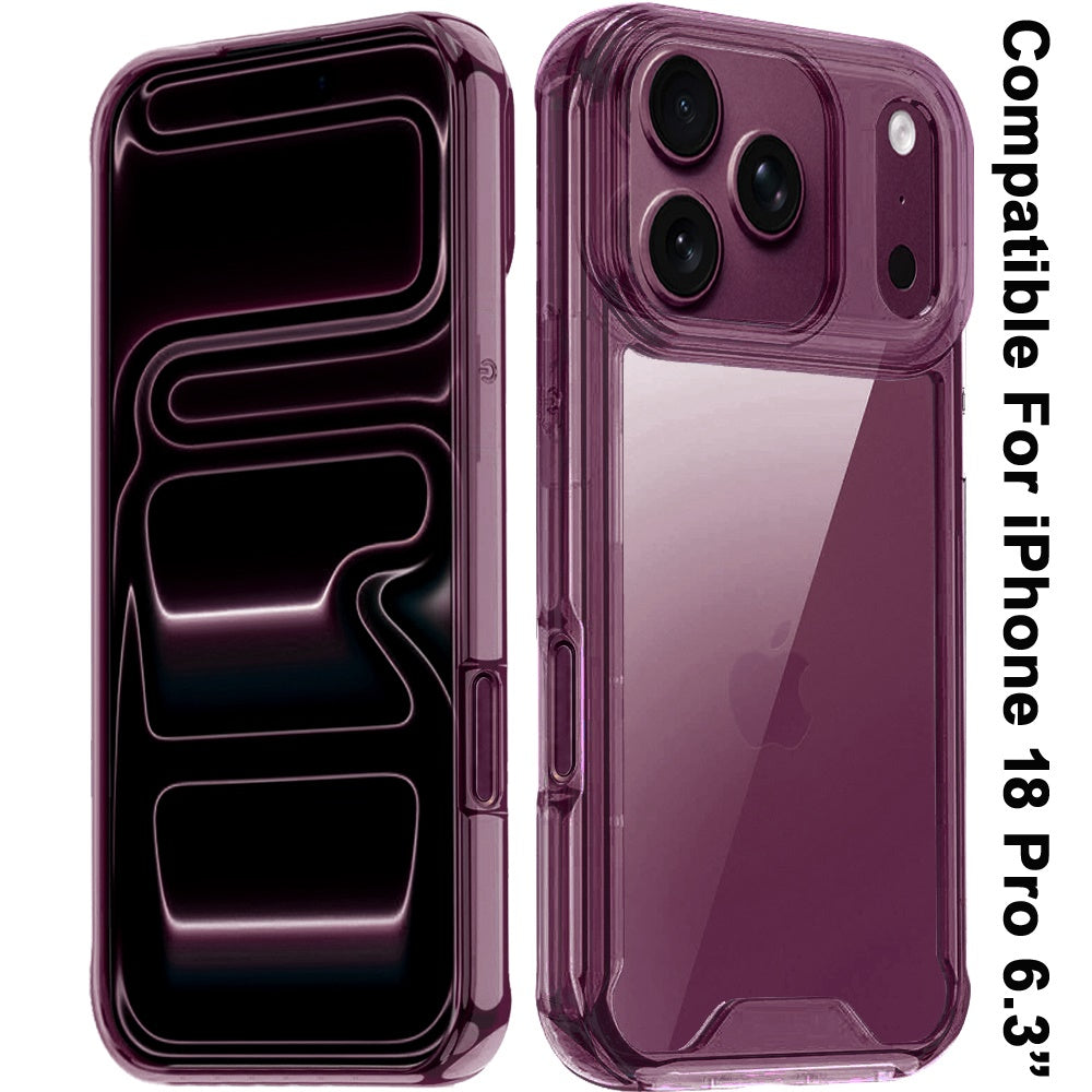Phone Case for Apple iPhone 18 Pro Shockproof Transparent Hard PC TPU Hybrid Durable Frame Gummy Protective Slim Grip Lightweight Cover