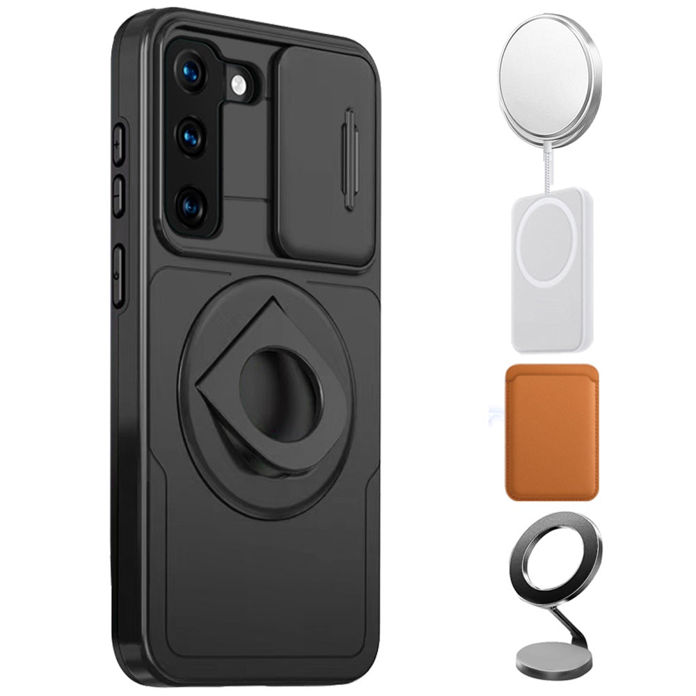 For Apple iPhone 14 /13 Full Coverage with Camera Window, Magnetic Circle, Rotatable Ring Stand, MagSafe Compatible, Shockproof Hybrid Protectiv Case Cover