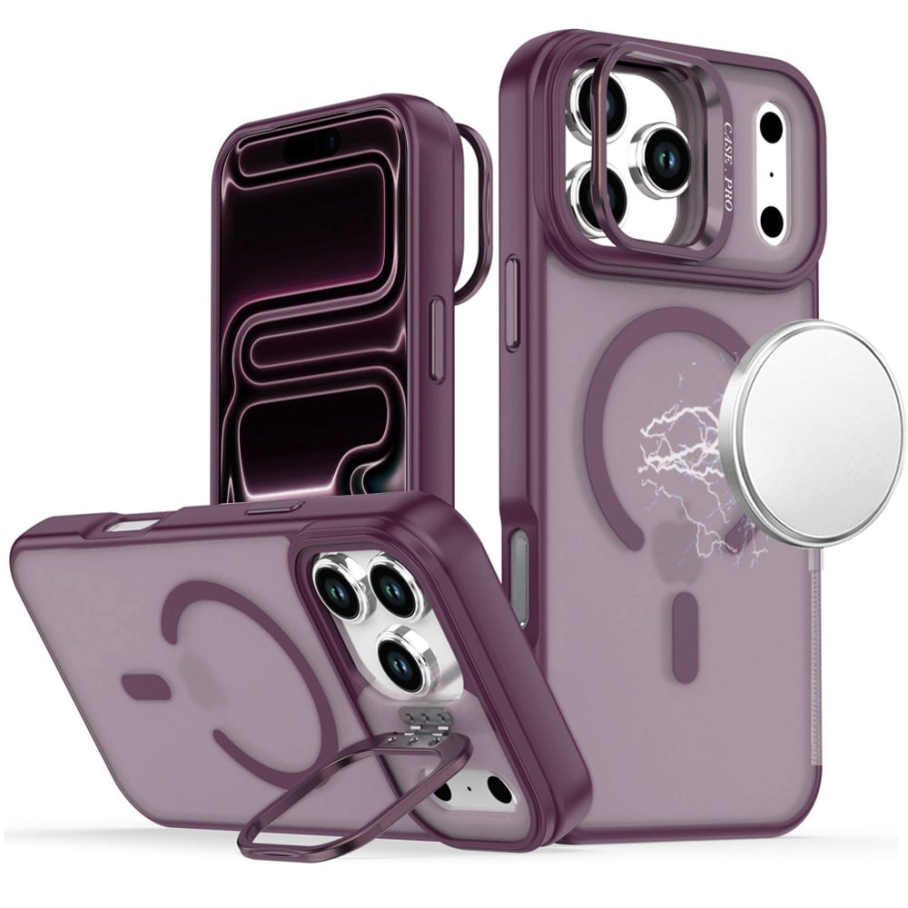 Phone Case for Apple iPhone 18 Pro Magnetic Shockproof Hybrid Camera Stand Guard Anti Slip Rubber Durable Protective Matte Design Cover
