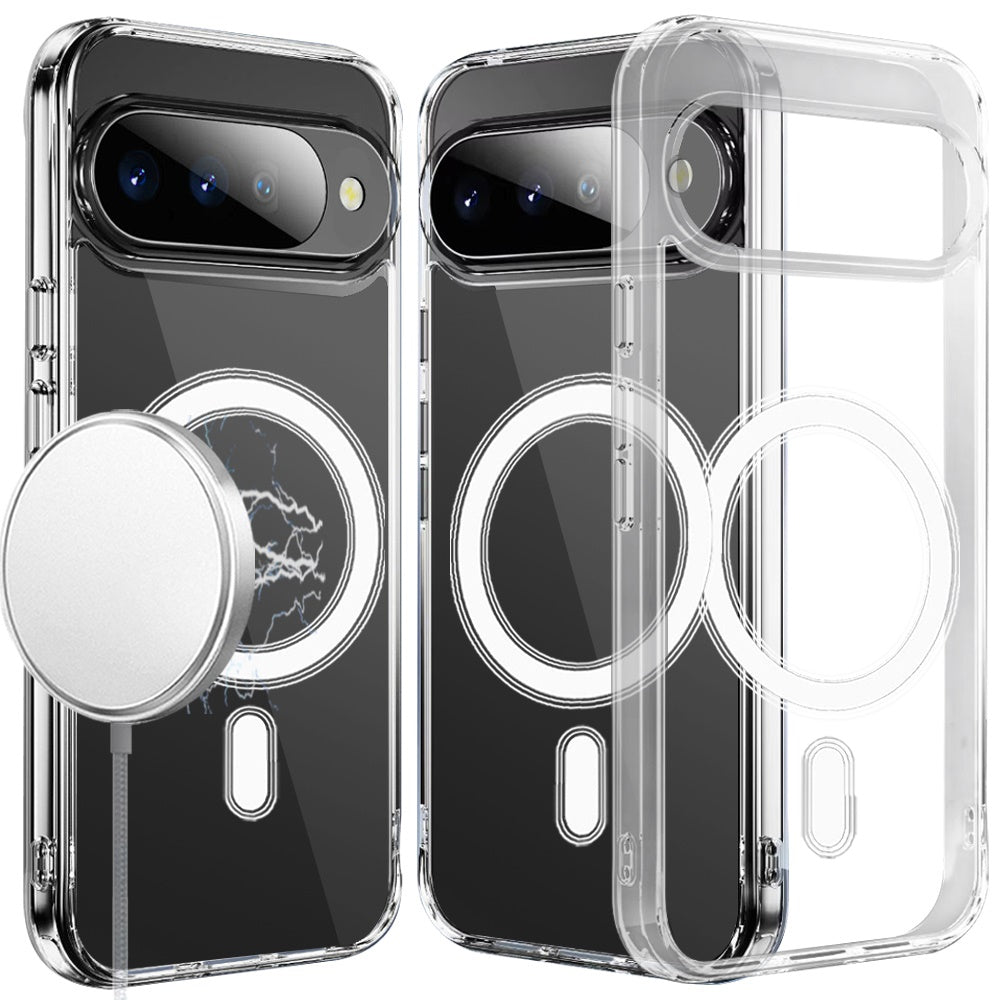 Phone Case for Google Pixel 11 /11 Pro Thick Clear Hybrid Magnetic Circle Shock Absorbing Reinforced Corners TPU Heavy Duty Transparent Frame Bumper Cover Clear