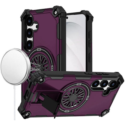 Phone Case for Samsung Galaxy S26+ / S26 Plus Invisible Kickstand Magnetic Car Mount Friendly Shockproof Texture Anti Slip Durable Grip Heavy Duty Hybrid Cover Purple