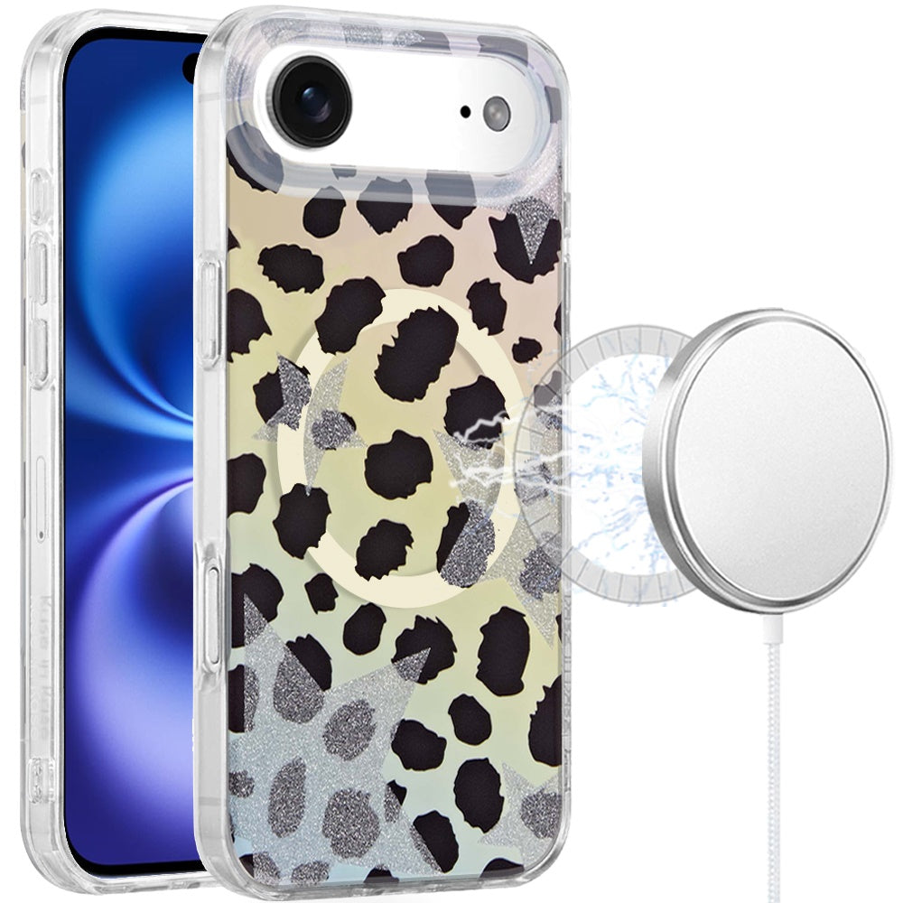 For Apple iPhone 17 Pro Max Stylish Pattern Fashion IMD Printed Design TPU Double Layer Slim Shockproof with Magnetic Back Case Cover Colorful Leopard