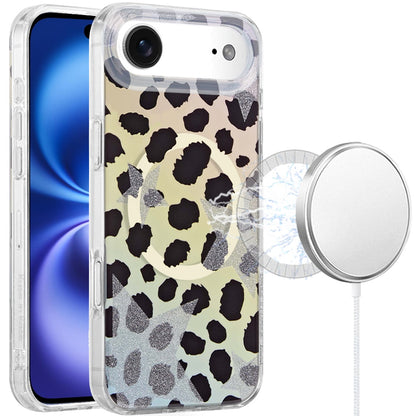 For Apple iPhone 17 Pro Stylish Pattern Fashion IMD Printed Design TPU Double Layer Slim Shockproof with Magnetic Back Case Cover Colorful Leopard
