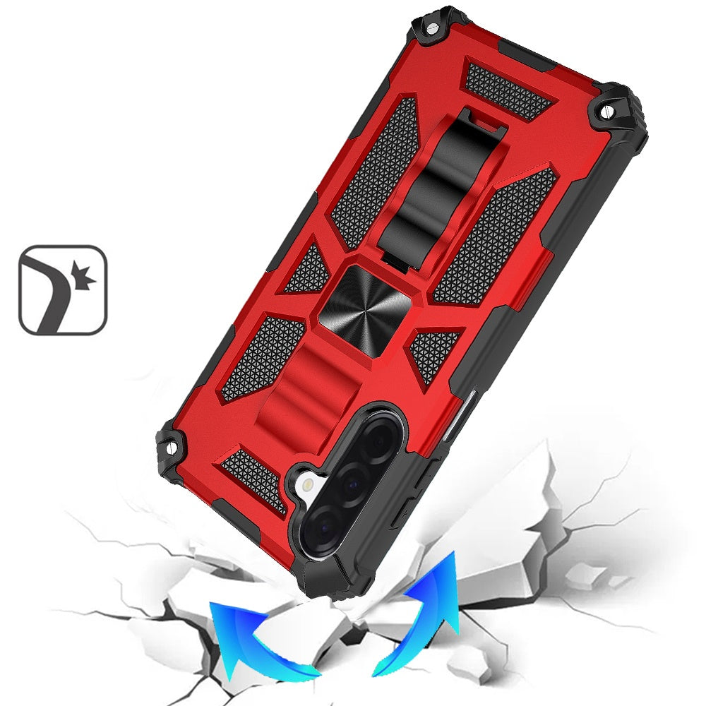 For Samsung Galaxy A17 5G Hybrid Shockproof [Military Grade] Rugged Protective with Magnetic Car Mount & Invisible Stand Case Cover