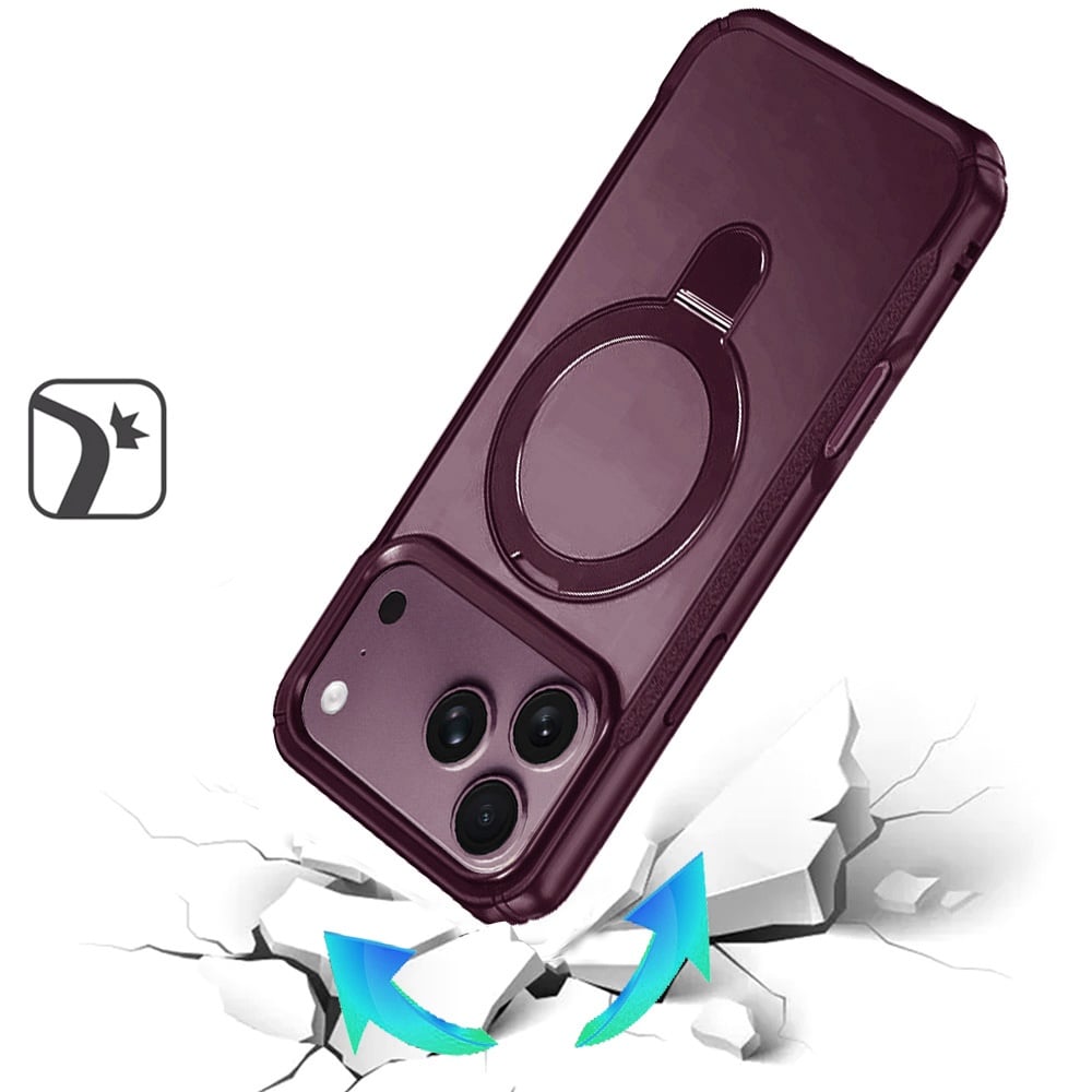Phone Case for Apple iPhone 18 Pro/ iPhone 17 Pro Magnetic Ring Stand Matte Finish Shockproof Grip Slim Armor Heavy Duty TPU Protective Hybrid Cover Purple