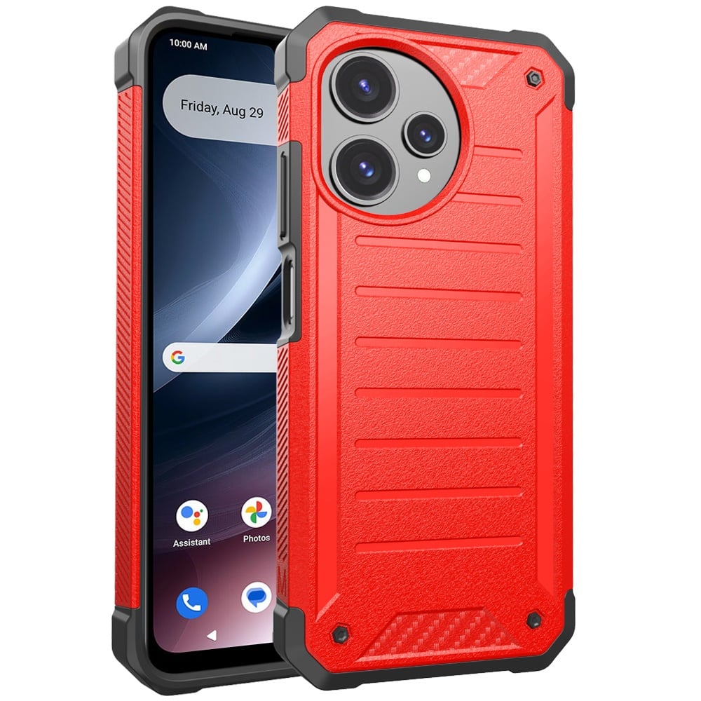 Phone Case for Cricket Icon Plus 2026 Tough Rugged Shockproof Grip two layer Armor Hybrid Heavy Duty Anti Slip Protective Durable Lined Design Cover Red