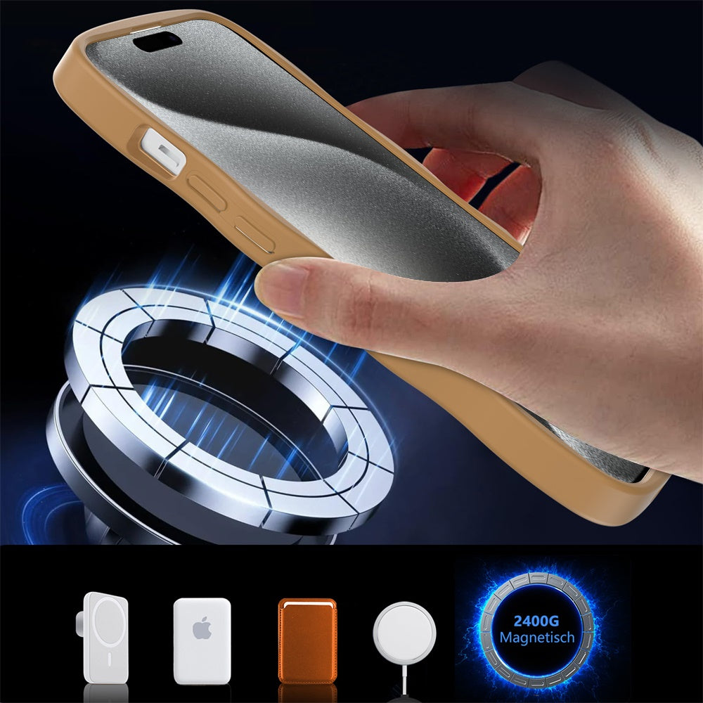 For Apple iPhone 17E /16E Grip Hand Magnetic Hybrid Case Shockproof Protection Matte Skin Rubber TPU + PC Case Cover Coffe