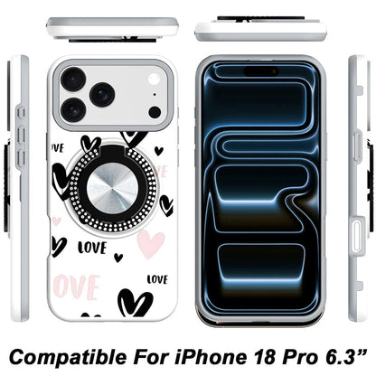 Phone Case for Apple iPhone 18 Pro Magnetic Ring Stand Matte Metal Hybrid Car Mount Friendly Shockproof Rotational Grip Diamond Design Pattern Cover
