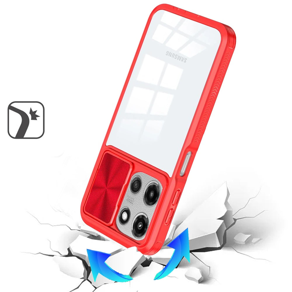 For Motorola Moto G 5G 2026/2025 Hybrid Cases with Sliding Camera Cover Transparent Shockproof Bumper TPU Protective Case Cover Pink/Blue