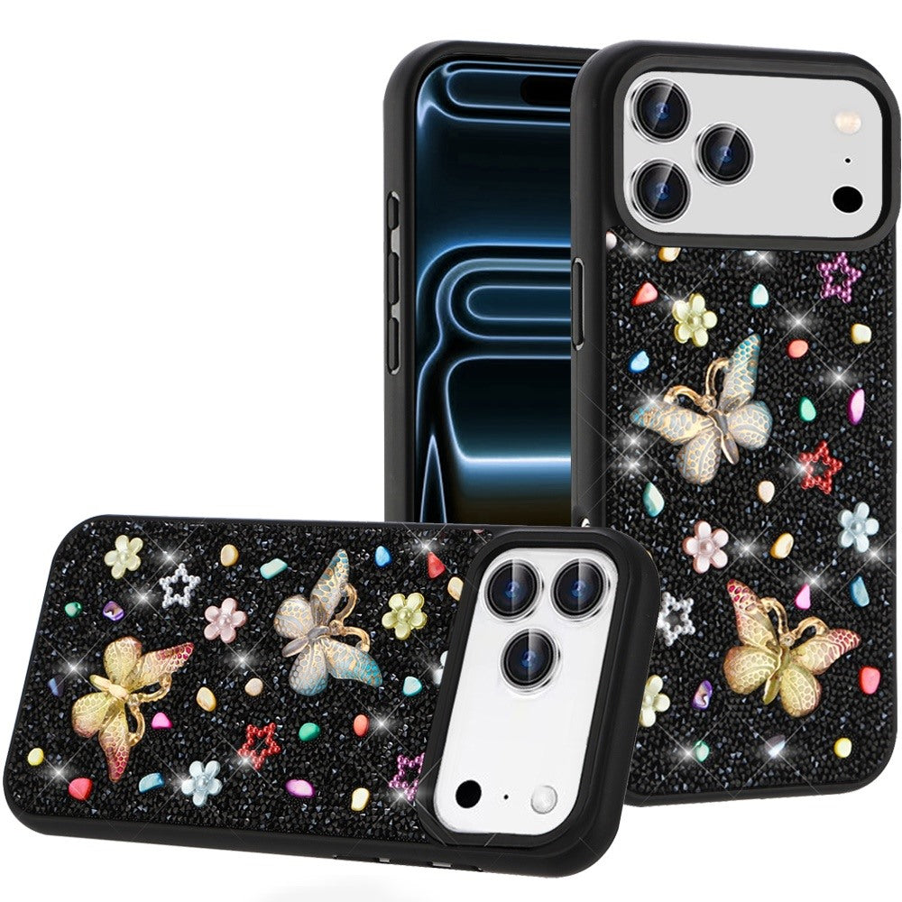Phone Case for Apple iPhone 18 Pro 3D Butterfly Diamond Bling Glitter Shockproof Stylish Protective Luxury Hybrid Sparkly Durable Grip Design Cover