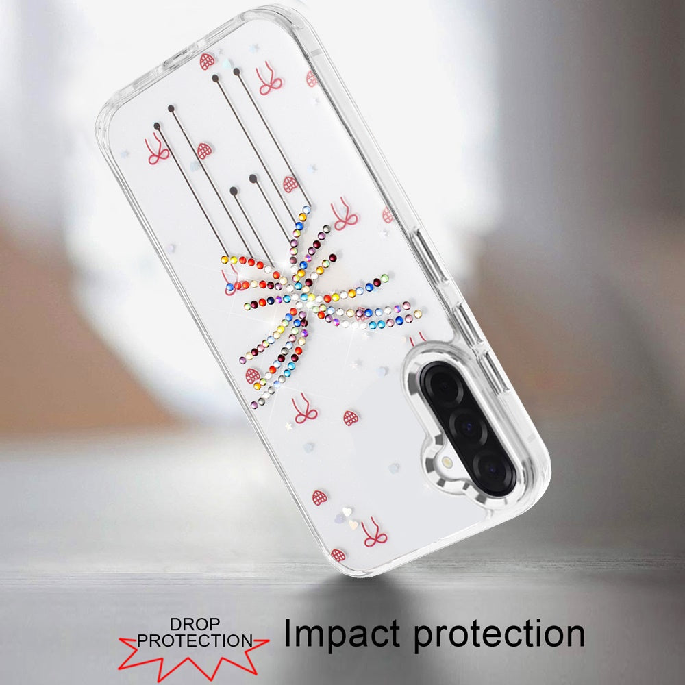 Phone Case for Samsung Galaxy A56 / A36 Butterfly Resin Epoxy Diamond Bling Metal Edge Shockproof Hybrid Luxury Protective Durable Stylish Fashion Grip Cover Rose Gold