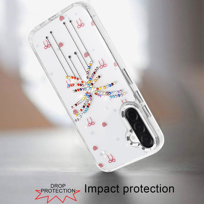 Phone Case for Samsung Galaxy A56 / A36 Butterfly Resin Epoxy Diamond Bling Metal Edge Shockproof Hybrid Luxury Protective Durable Stylish Fashion Grip Cover Rose Gold