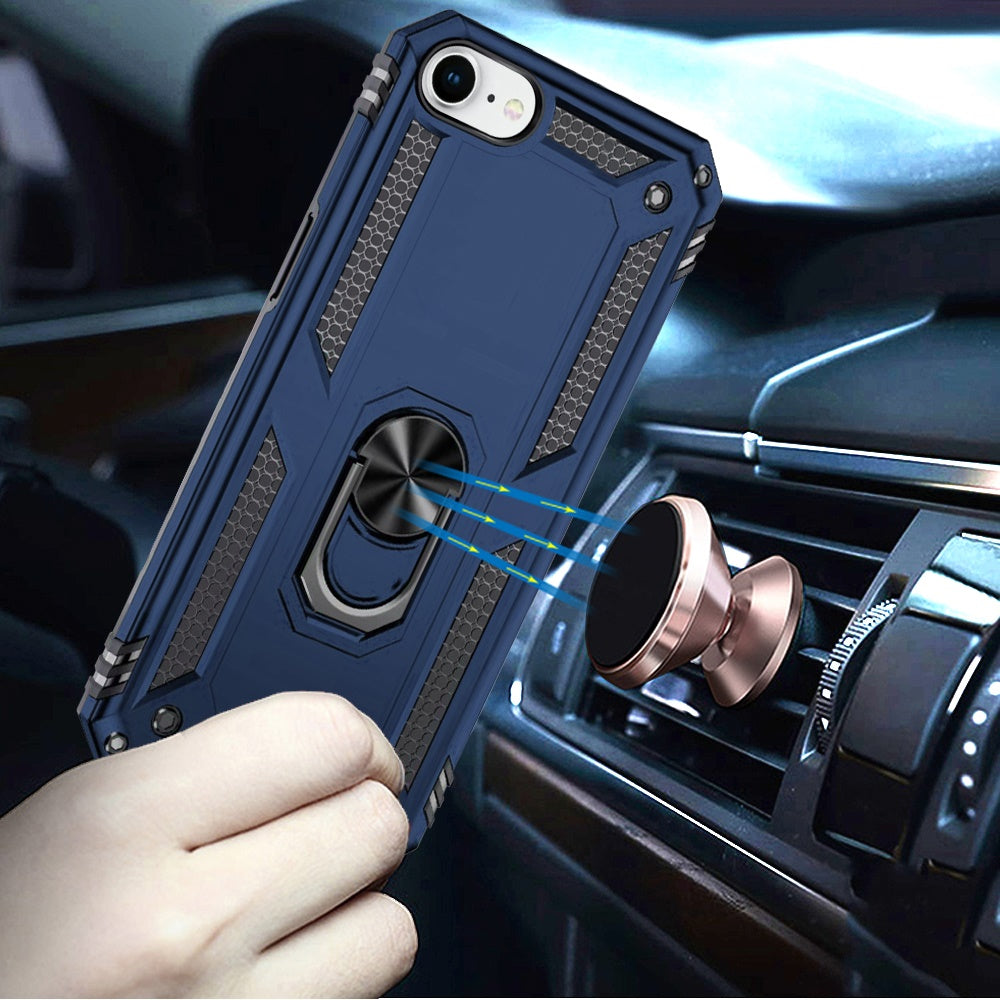 For Apple iPhone 16e Hybrid Shockproof Durable 360 Degree Rotatable Ring Stand Holder Kickstand Fit Magnetic Car Mount Case Cover