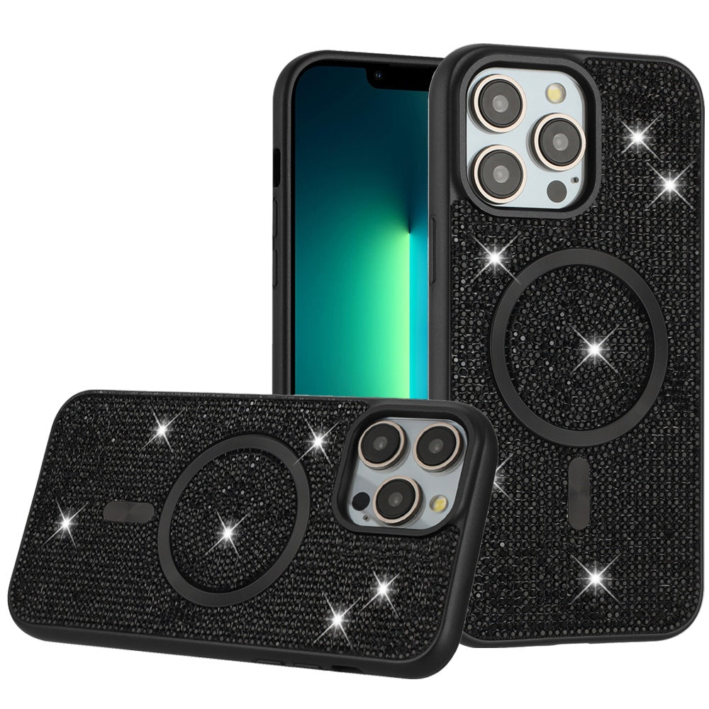 Phone Case for Apple iPhone 13 Pro Max Magnetic Bling Diamond Sparkle Hybrid Shockproof Rugged Grip Durable Protection Anti-Slip Armor Design Cover