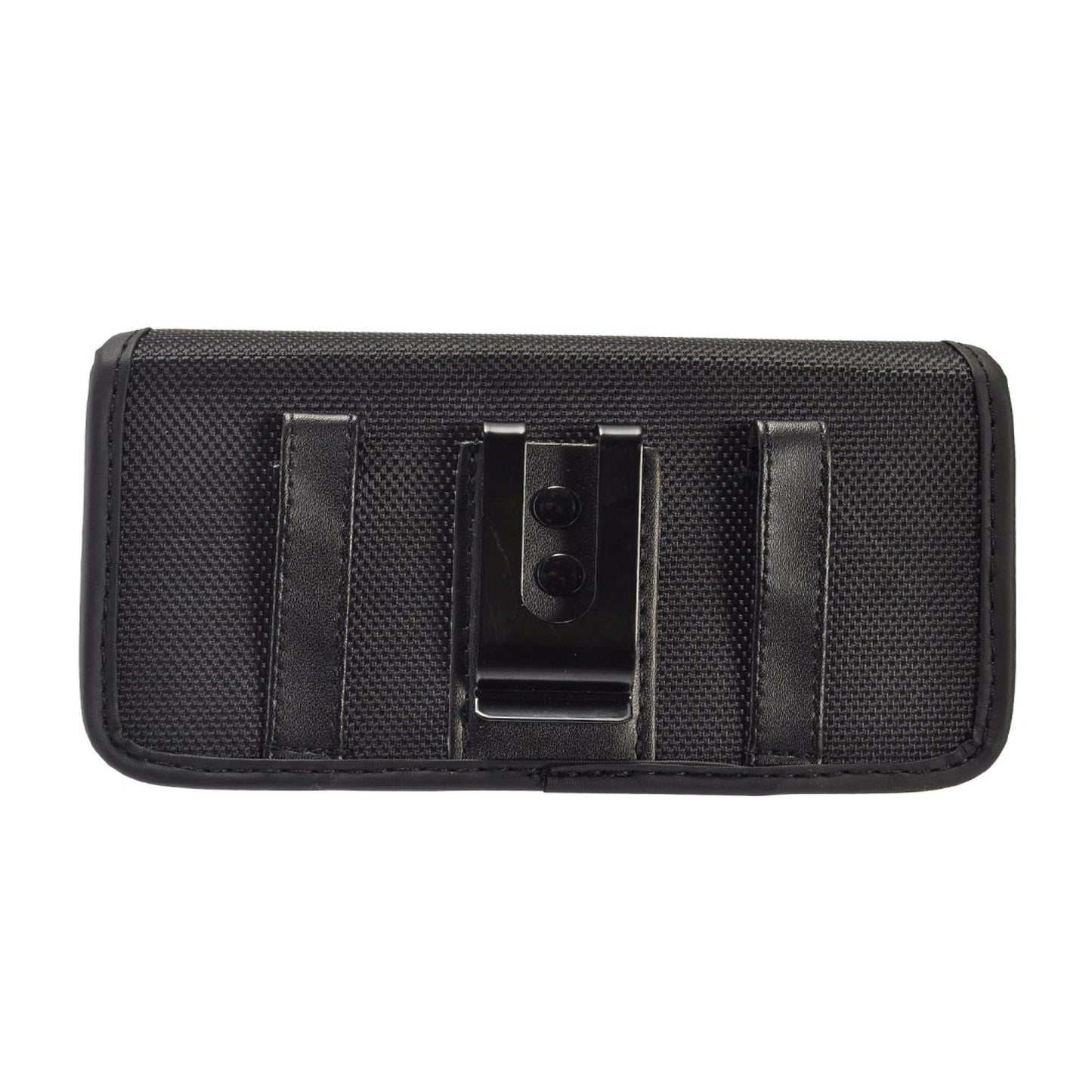 For Apple iPhone 16 (6.1") Pouch Case Universal Horizontal Canvas with Belt Clip Loop Holster Military Grade Cell Phone Holder Cover [Black]