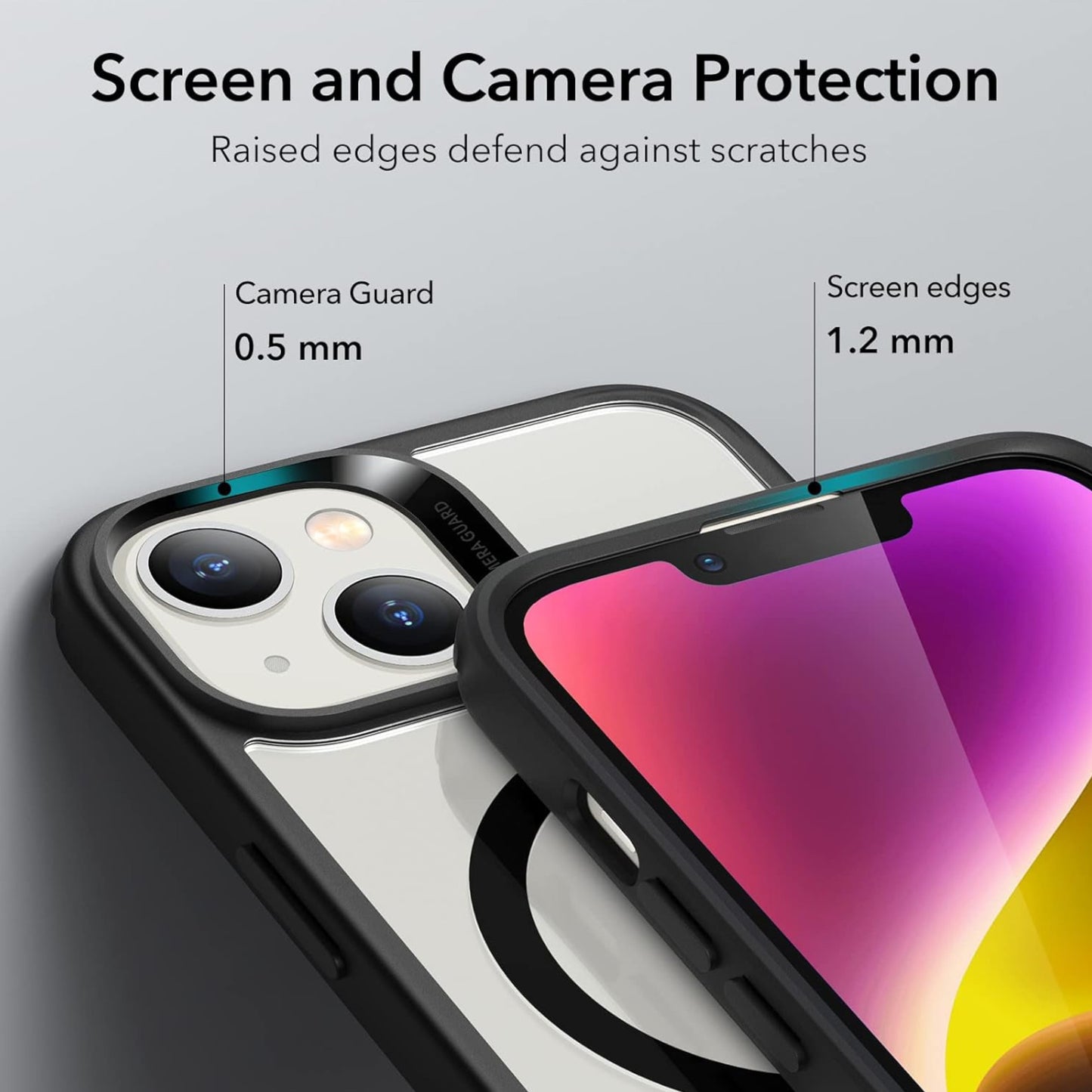 For Apple iPhone 15 (6.1") Magnetic Clear Compatible with Magsafe Wireless Charger PC + TPU Hybrid Slim Transparent Black Phone Case Cover