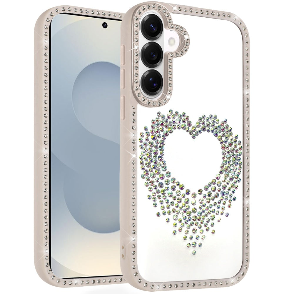 For Apple iPhone 17E /16E Angel Hearts Glitter Shimmer Diamond Edge Hybrid Drop Protection Shockproof Design Case Cover