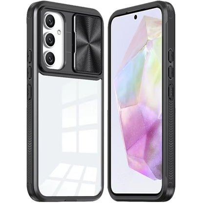 Phone Case for Samsung Galaxy A56 / A36 Clear Transparent Back with Sliding Camera Hybrid Shockproof Slim Protective Durable Colorful Frame Cover