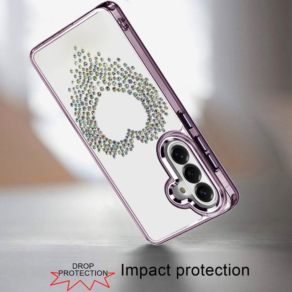 Phone Case for Samsung Galaxy S26 FE /S26 Fan Edition Angel Hearts Bling Shimmer Colorful Glitter Chrome Edge Shockproof Stylish Hybrid Design Cover